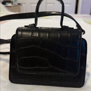 Only Black Croc-Embossed Mini Bag